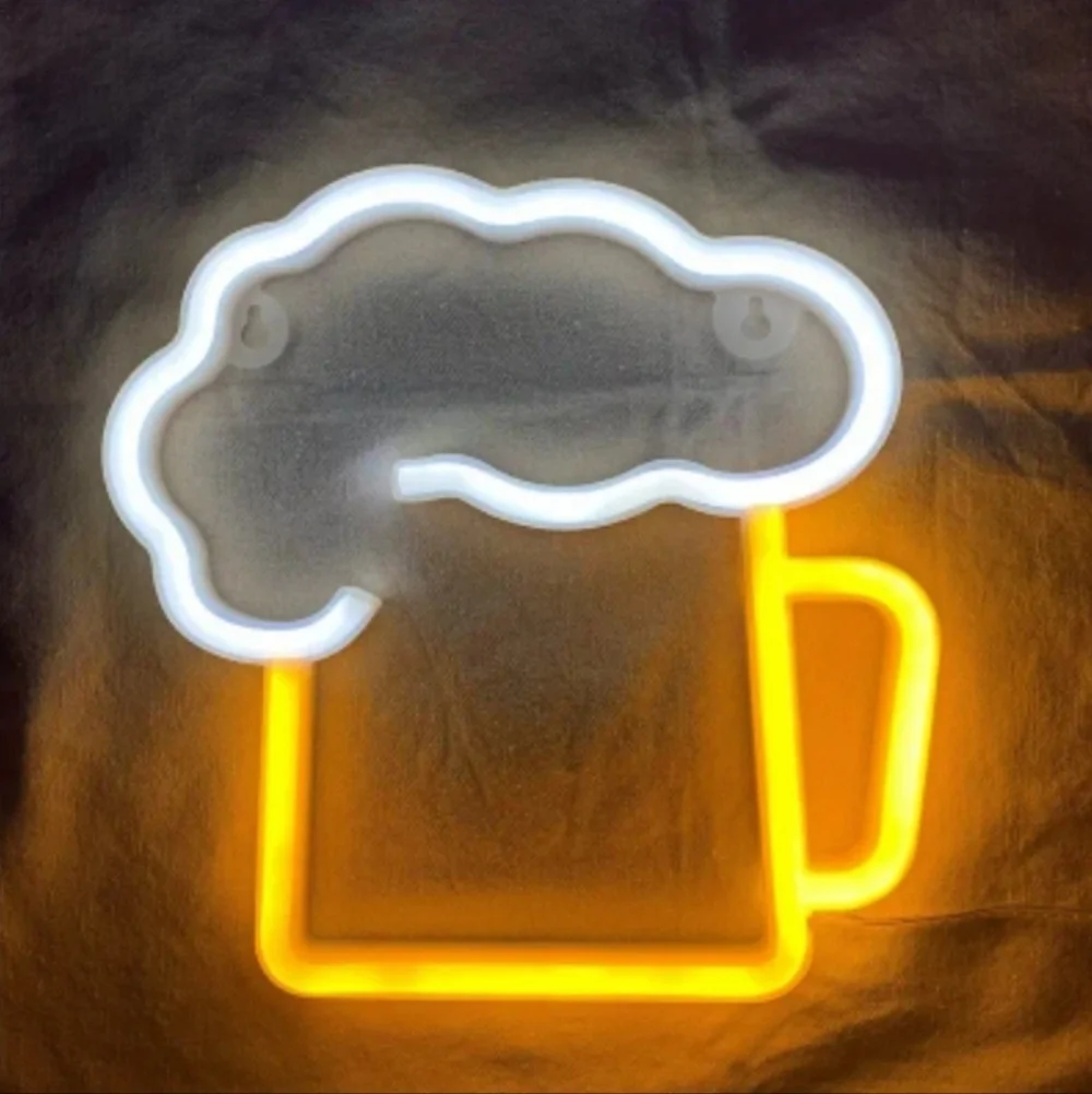 Neon Beer Sign with Battery or USB Power Connection